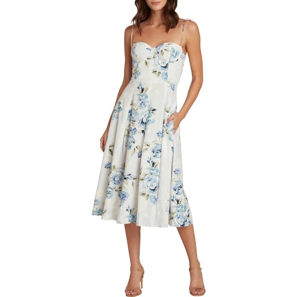 Willow Dresses & Skirts - NWOT Willow Raissa Tie Strap Midi Dress Small Floral Print Linen Blend Pockets